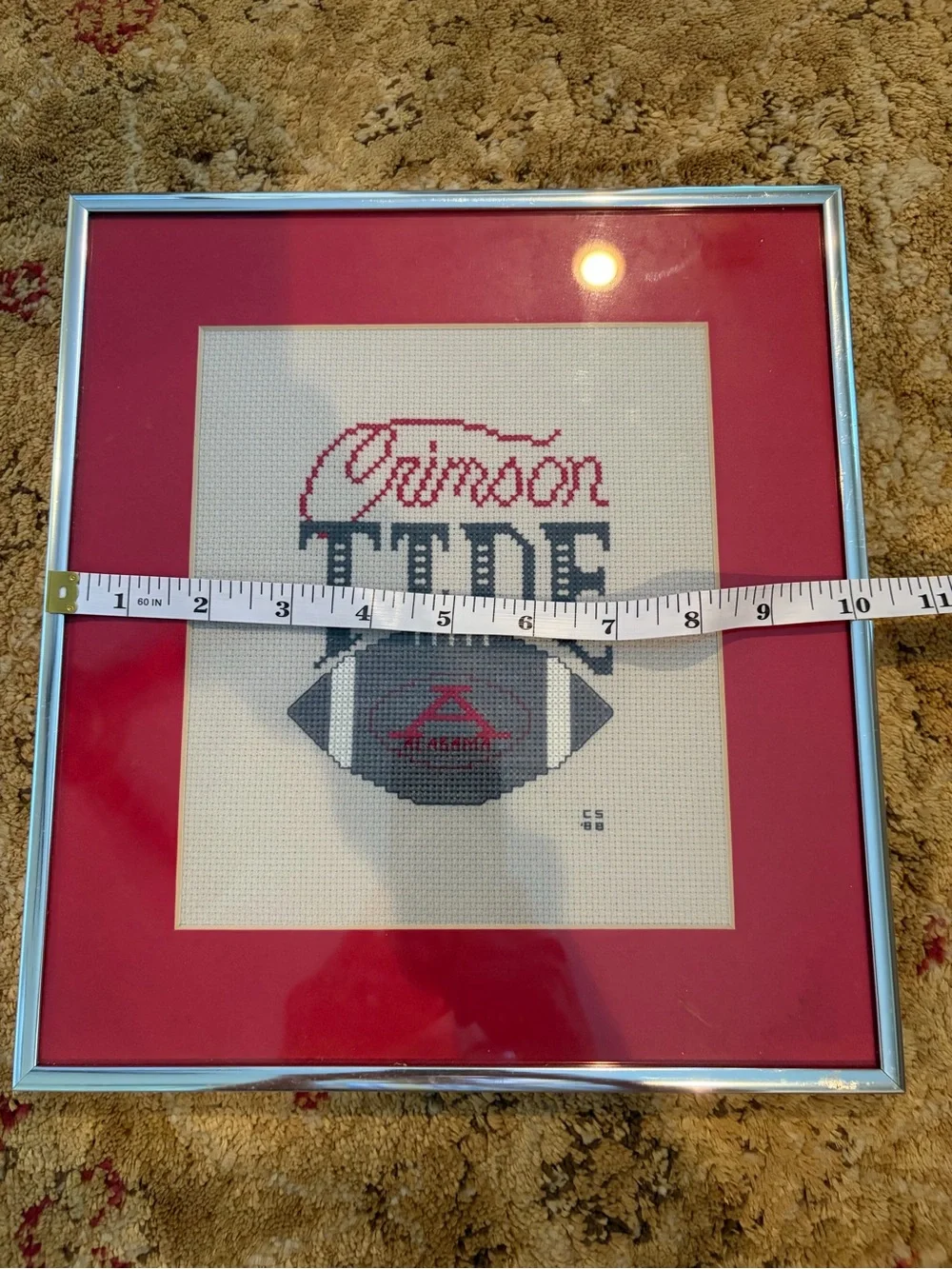 Professionally Framed Crimson Tide Football Cross-Stitch Roll Tide Univ Alabama